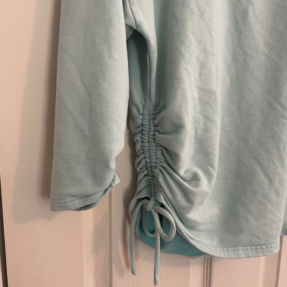 Athleta‎ Lombard Ruched Sweatshirt Top Womens XL Extra Large Aqua Drawstring Gym - Picture 2 of 10